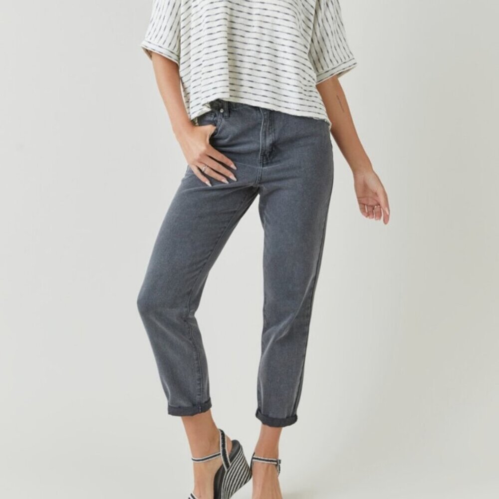 Black High Rise Mom Jean - ORIGINALLY 60.00